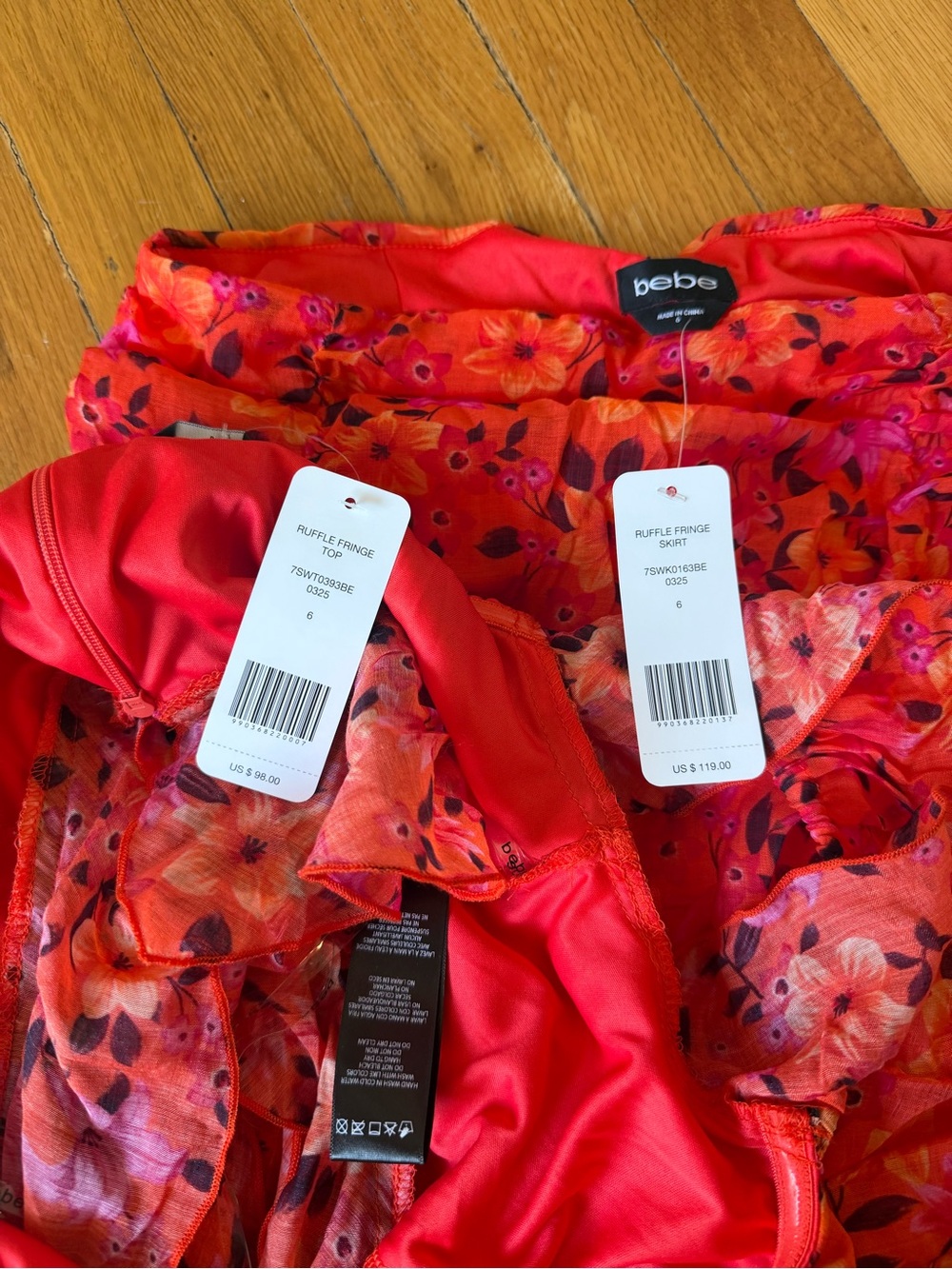 bebe Orange Floral High-Low Ruffle Set - Picture 4 of 4